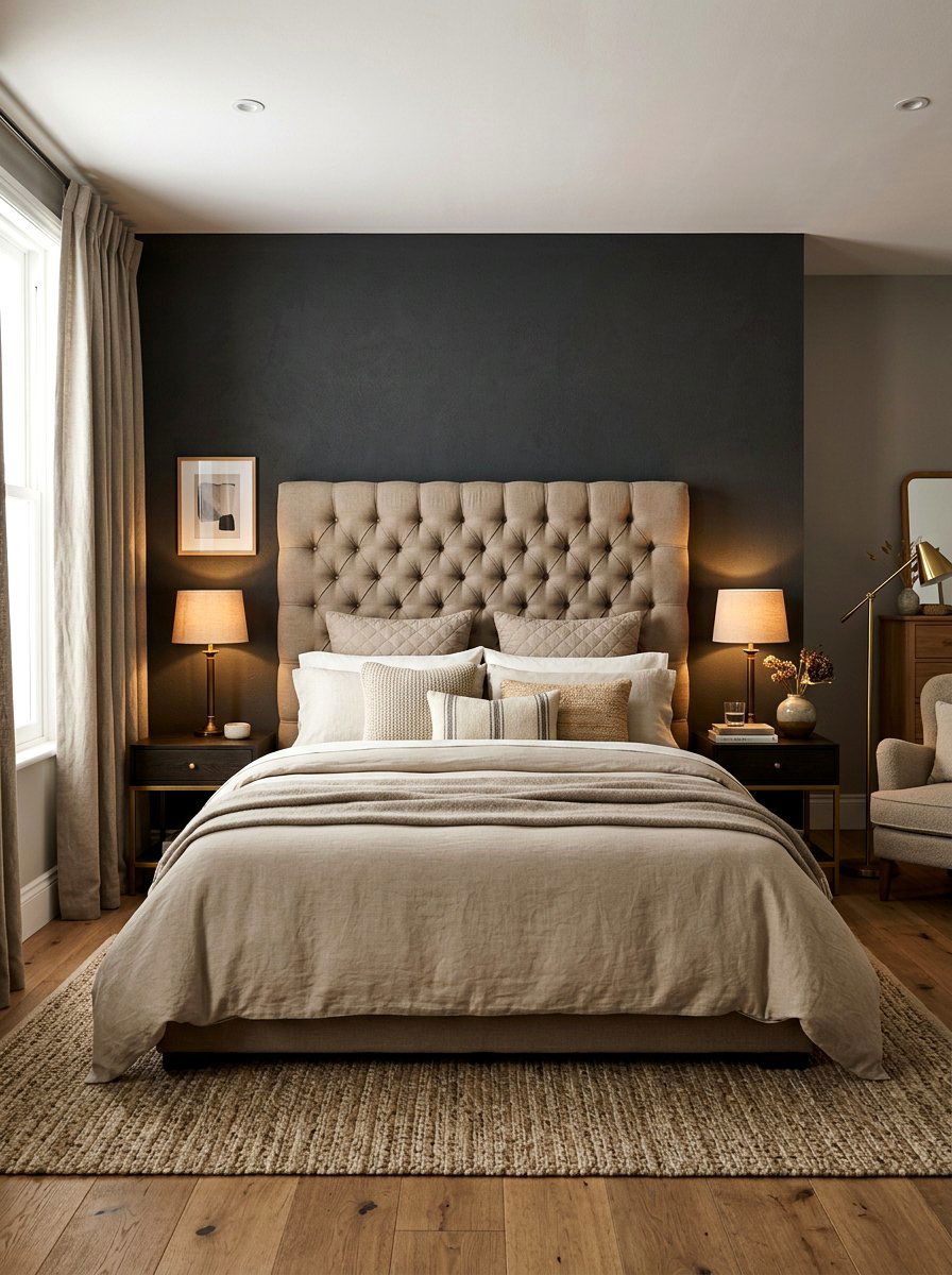 Tufted Linen Headboard - 30 linen decor ideas