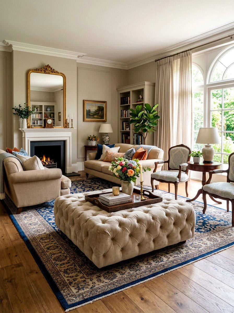 Tufted Ottoman Living Room - 30 French country living room ideas