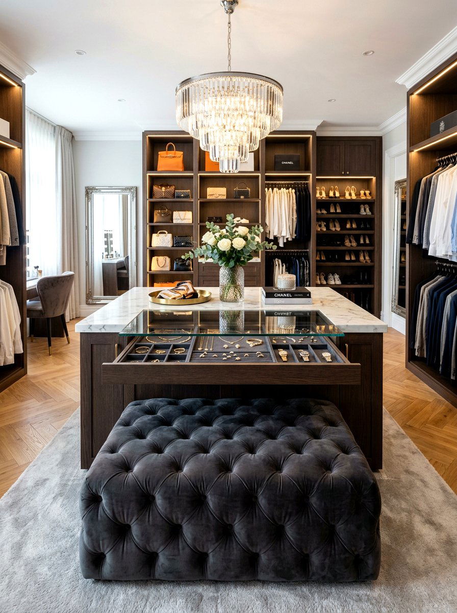Tufted Ottoman - 30 dressing room seating ideas