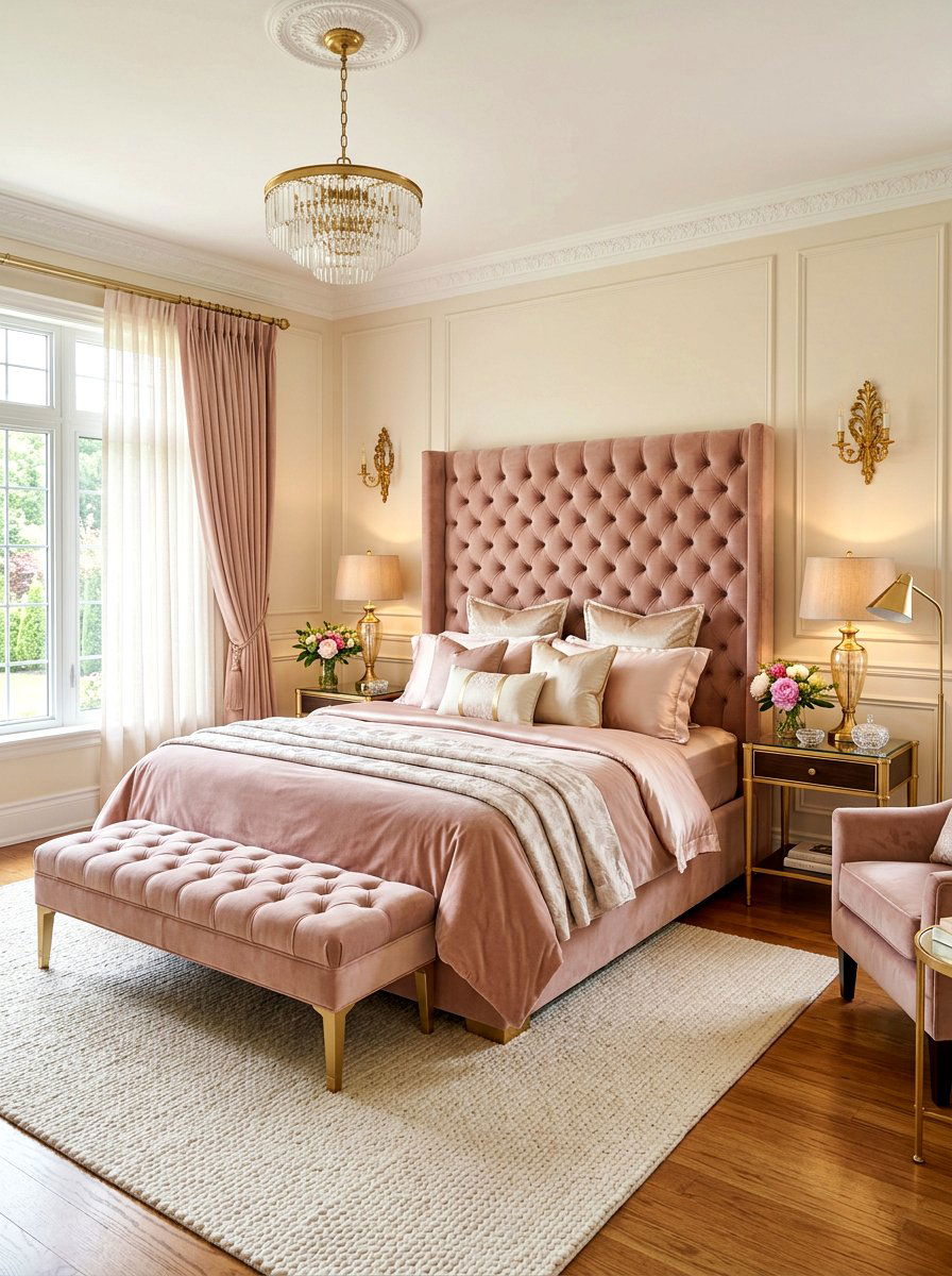 Tufted Velvet Bedroom - 30 coquette bedroom decor ideas