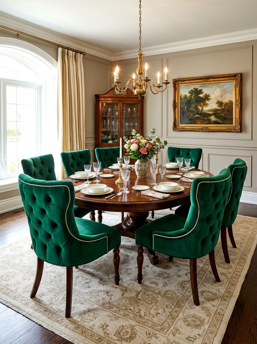 Tufted Velvet Chairs - 30 collected traditional dining room ideas