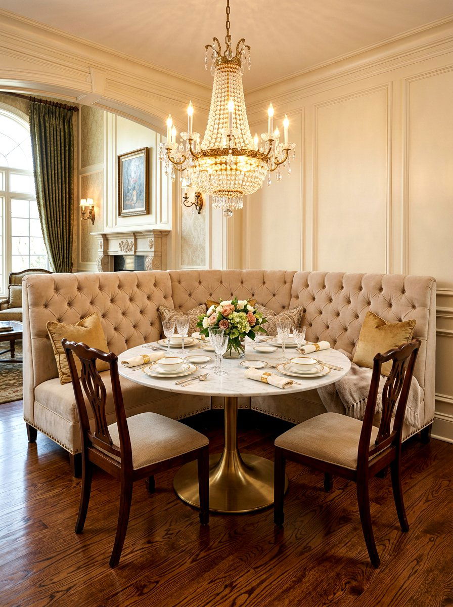 Tufted banquette seating - 30 corner breakfast nook ideas