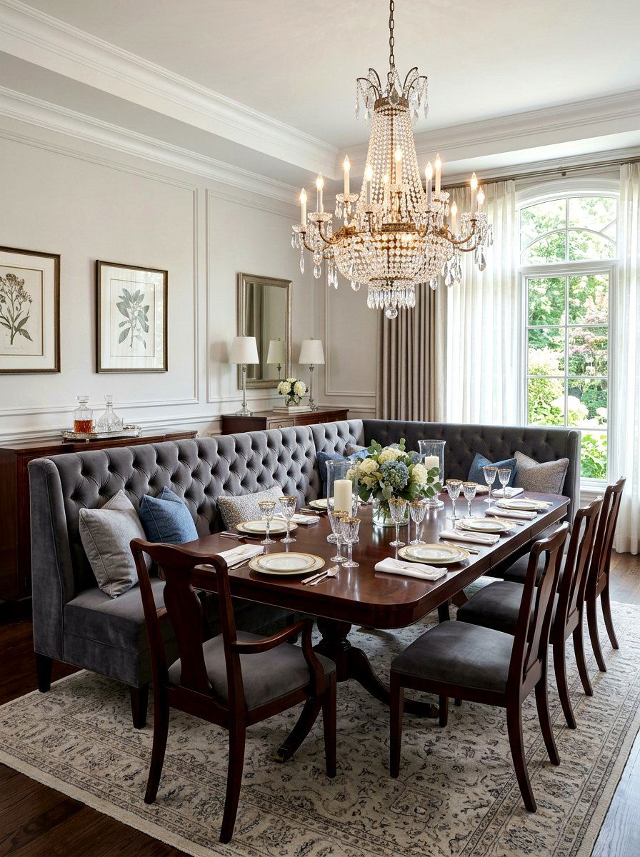 Tufted dining banquette - 30 built in dining bench ideas