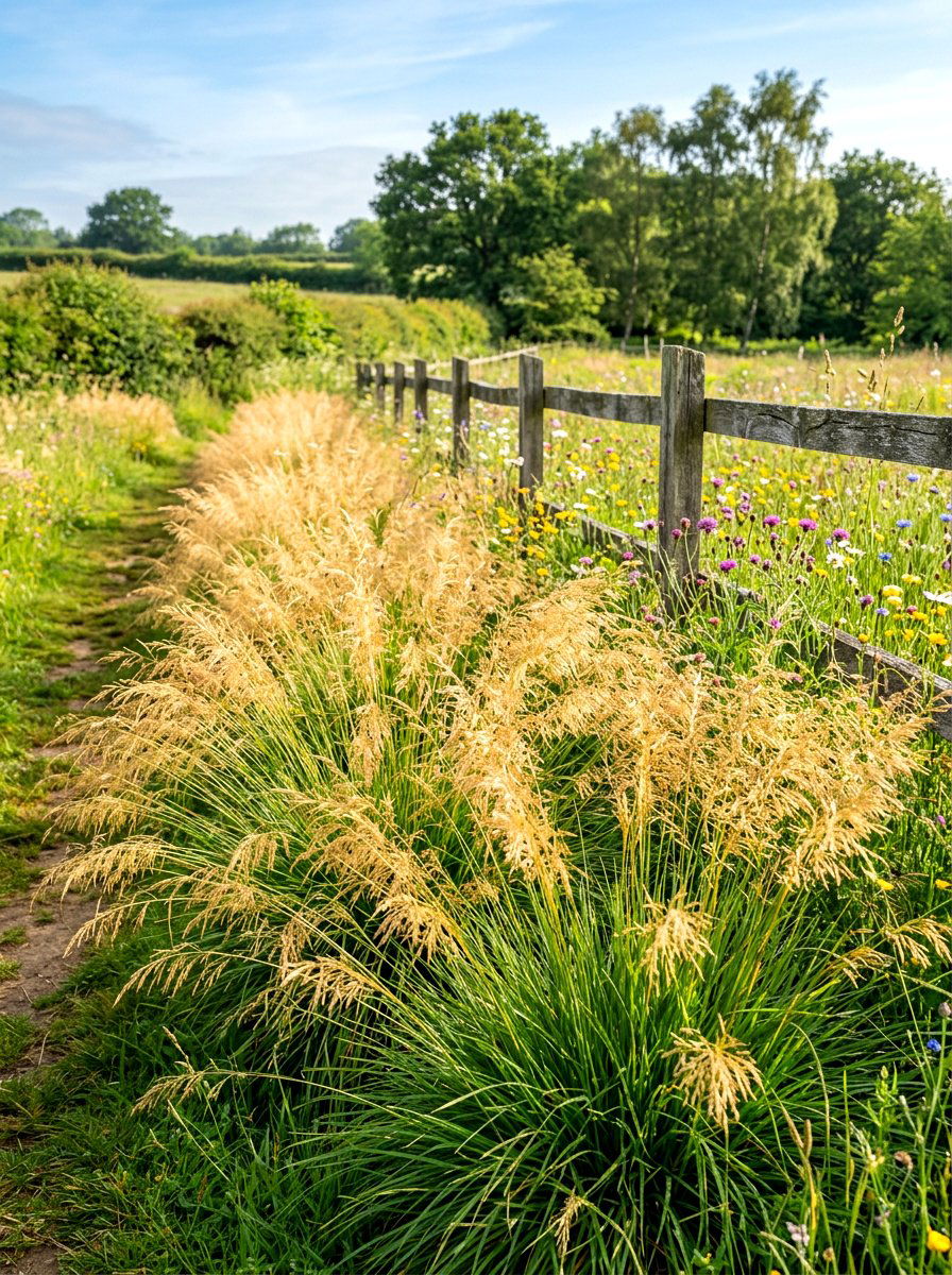 Tufted hair grass meadow border - 30 ornamental grass border ideas