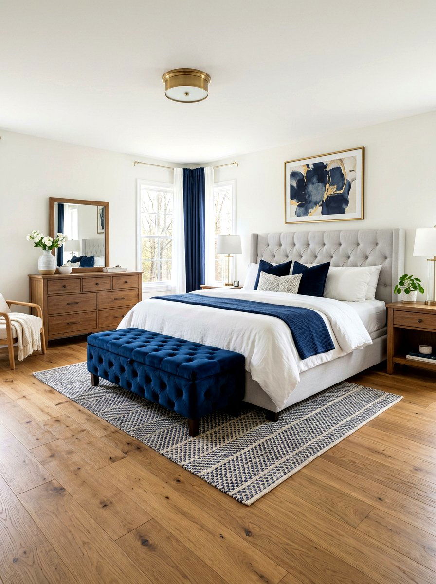 Tufted storage bench - 30 tactile bedroom decor ideas