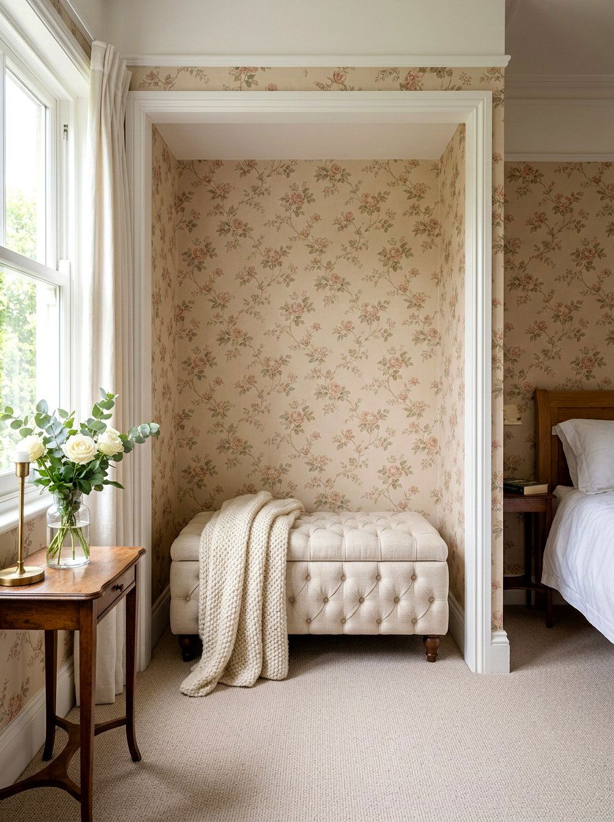 Tufted storage ottoman - 30 bedroom alcove seating ideas
