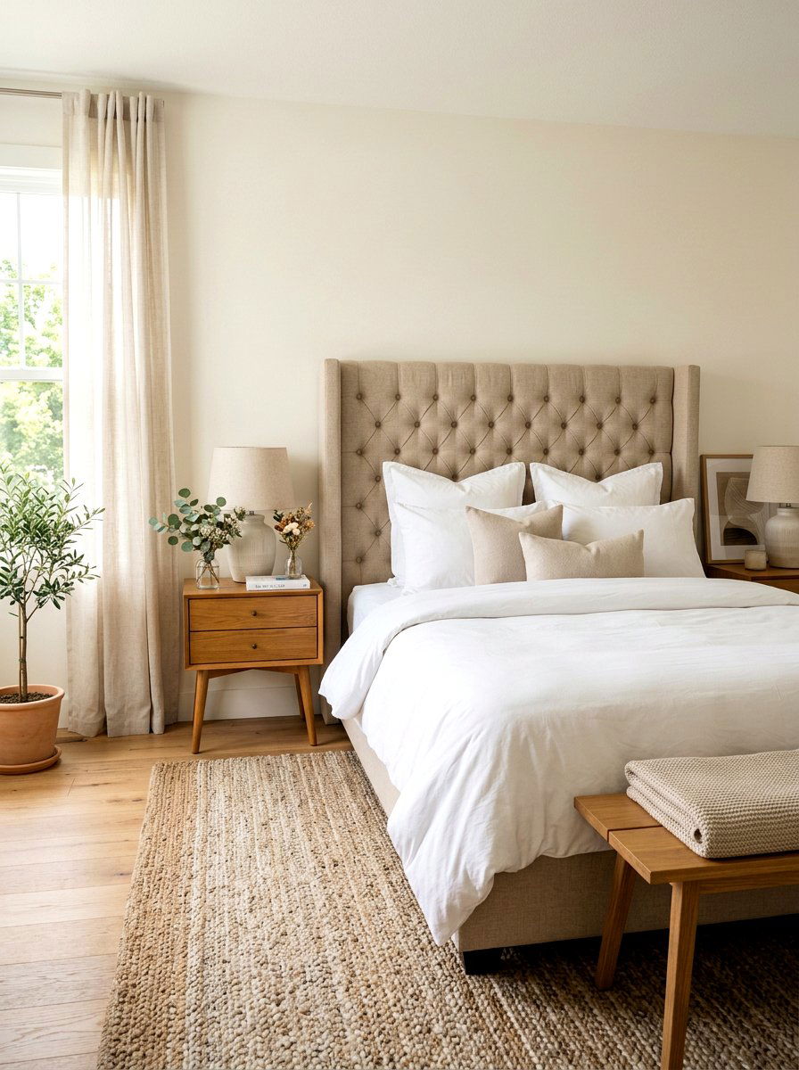 Tufted upholstered headboard - 30 luxury bedscape ideas