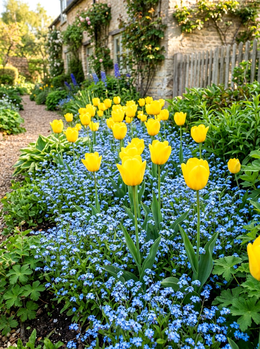 Tulip Forget Me Not - 30 early spring flower bed ideas