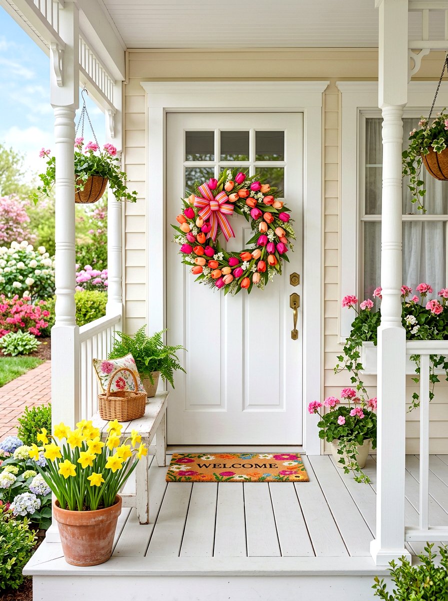 Tulip Wreath - 30 door wreath ideas