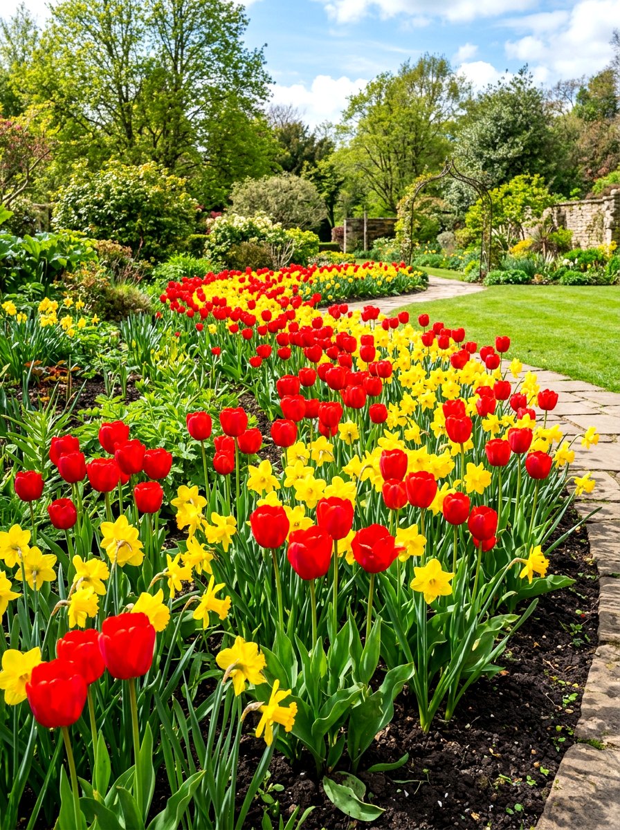 Tulip and daffodil combination - 30 bulb layer planting ideas