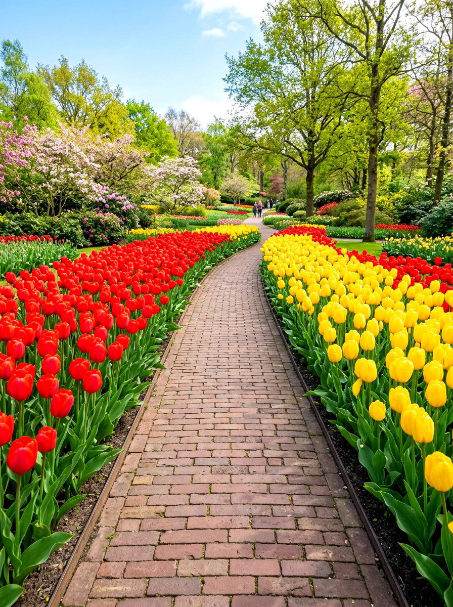 Tulip spring garden - 30 front path flower bed ideas