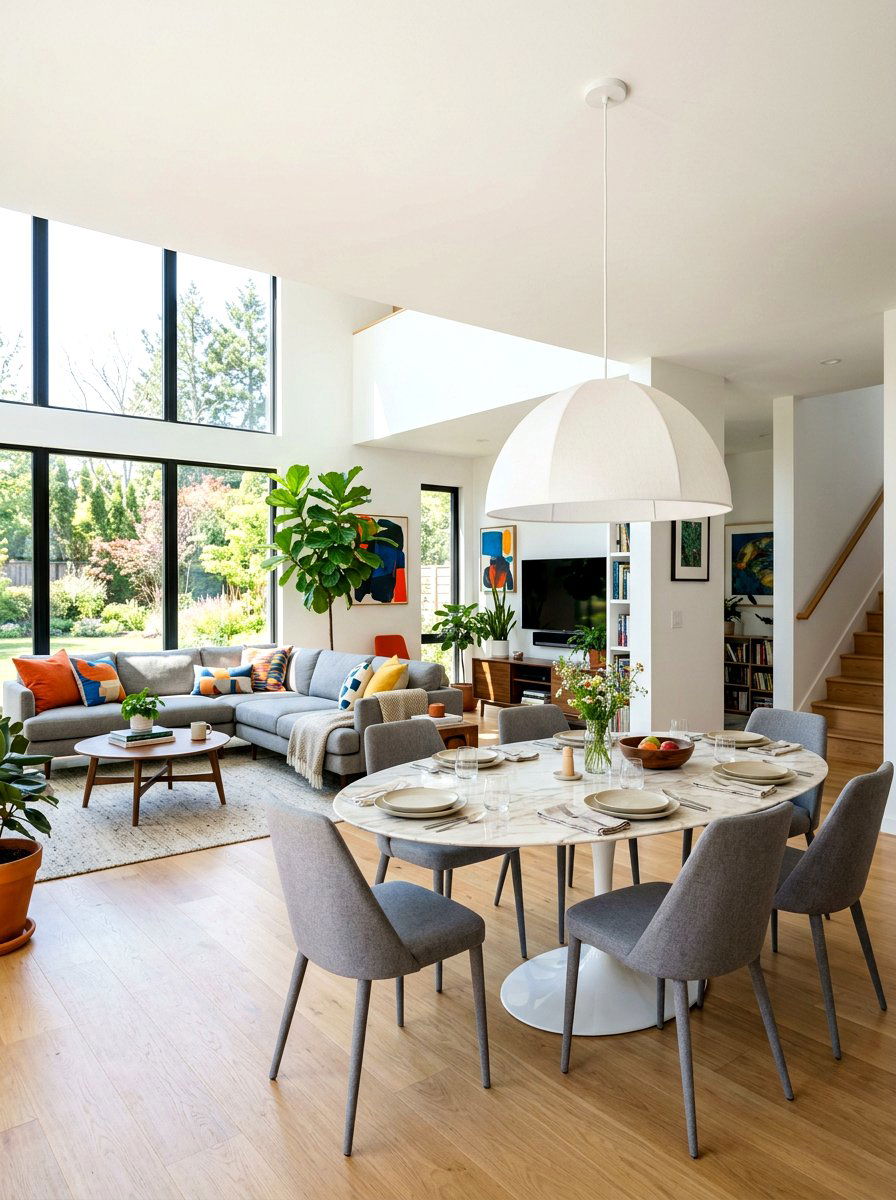 Tulip table in open concept living space - 30 tulip table decor ideas