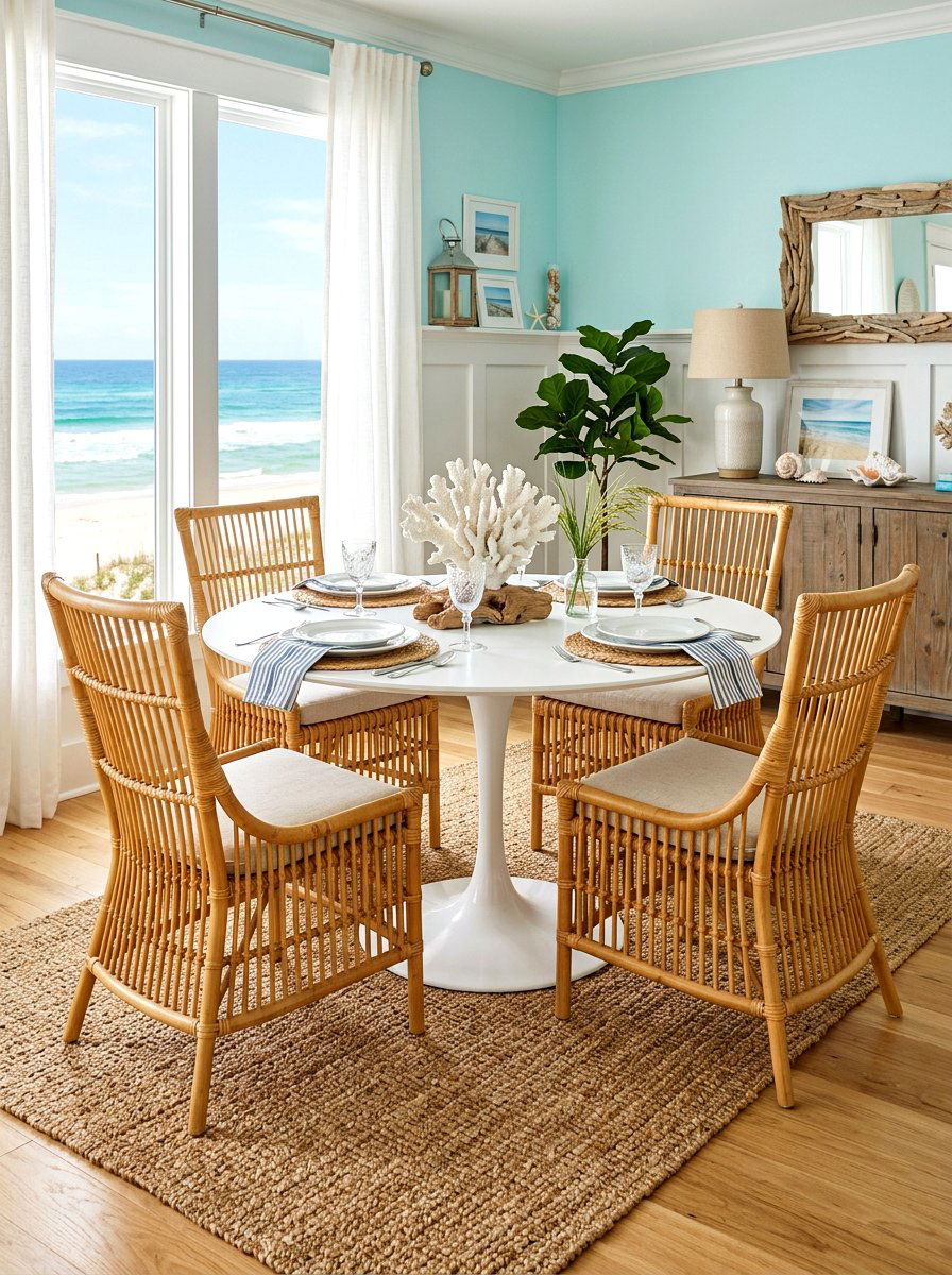 Tulip table with rattan chairs - 30 tulip table decor ideas