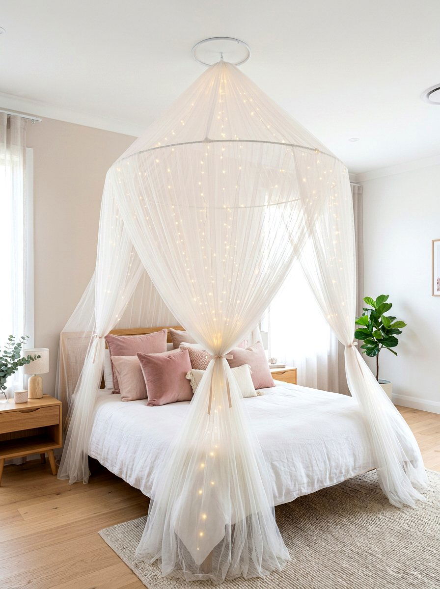 Tulle Bed Canopy - 30 frilly bedroom ideas