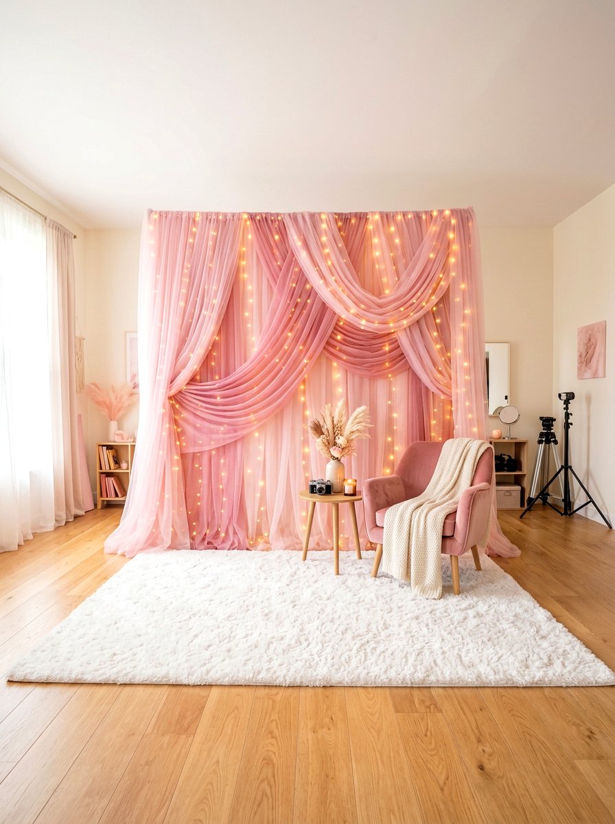 Tulle Fabric Layer - 30 home studio backdrop ideas