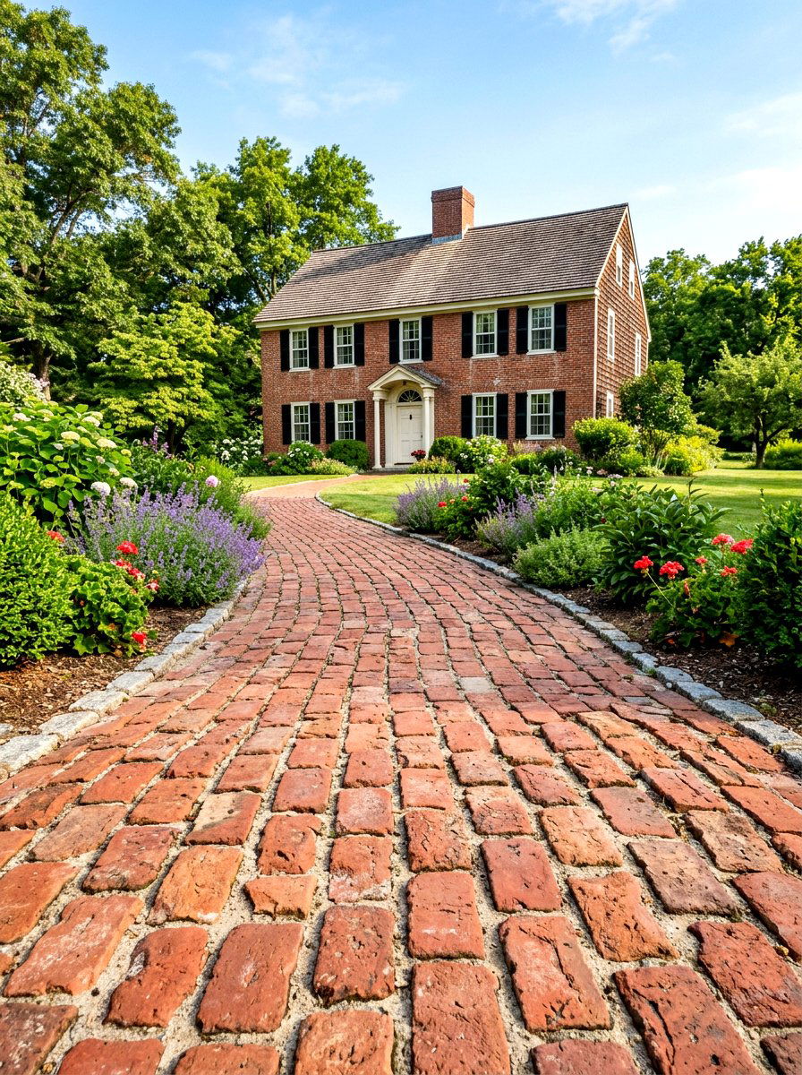 Tumbled brick pavers - 30 paver driveway ideas