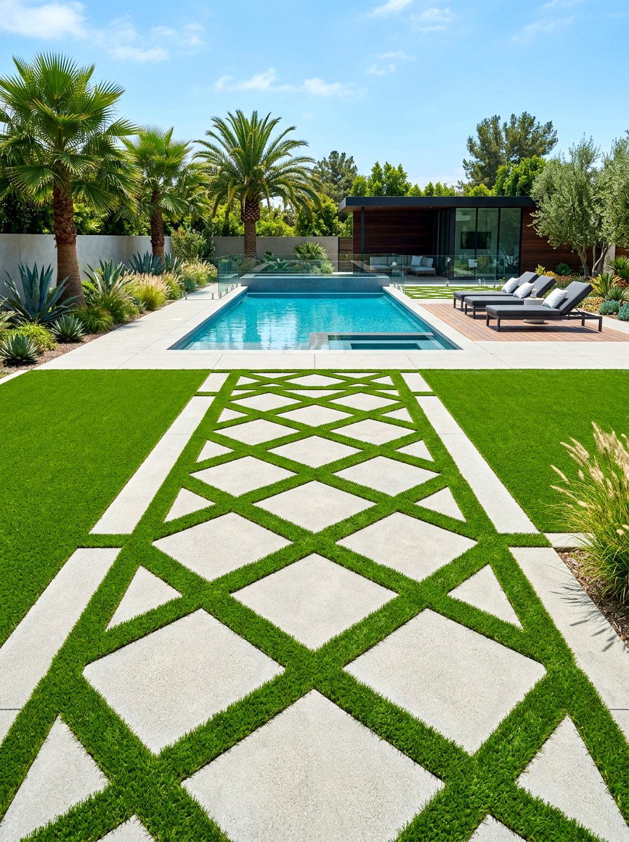 Turf Inlays - 30 resort style backyard ideas