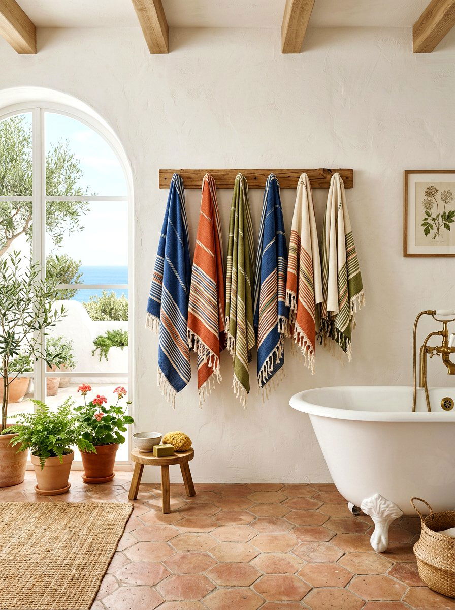 Turkish Bathroom Towel - 30 boho bathroom ideas