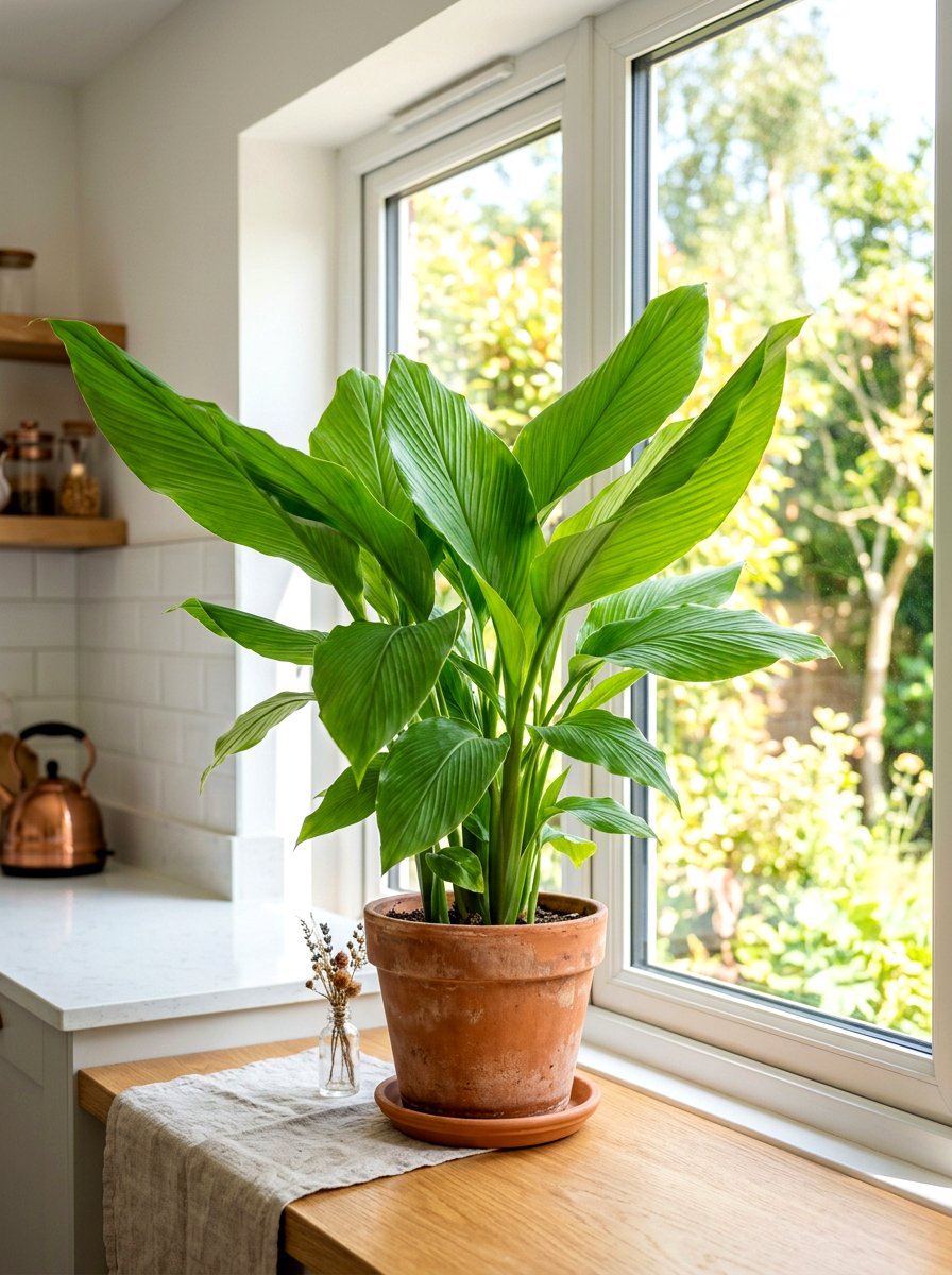 Turmeric Plant In Sunny Sill - 30 windowsill vegetable garden ideas