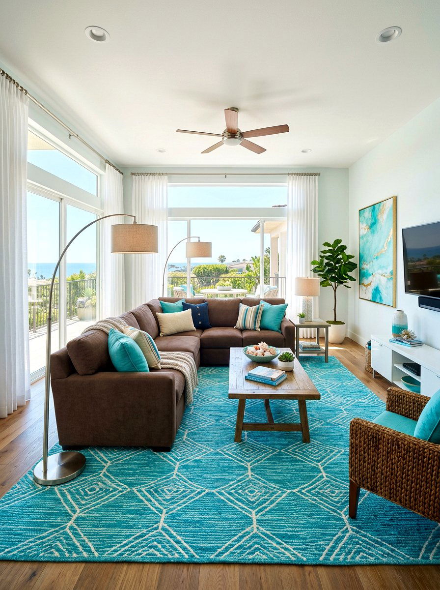 Turquoise Living Room - 30 jewel tone lounge ideas