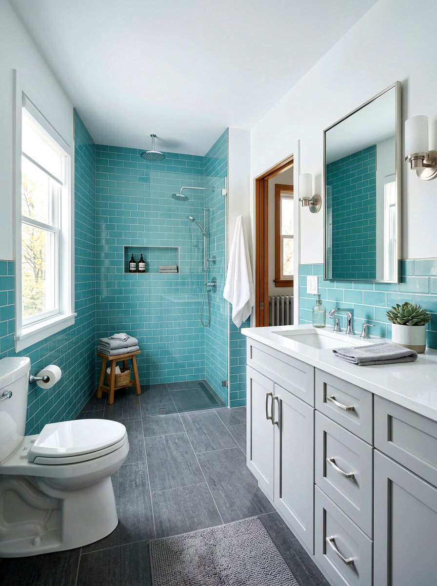 Turquoise and grey bathroom - 30 turquoise bathroom ideas