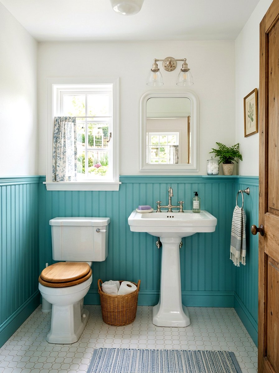 Turquoise beadboard - 30 turquoise bathroom ideas