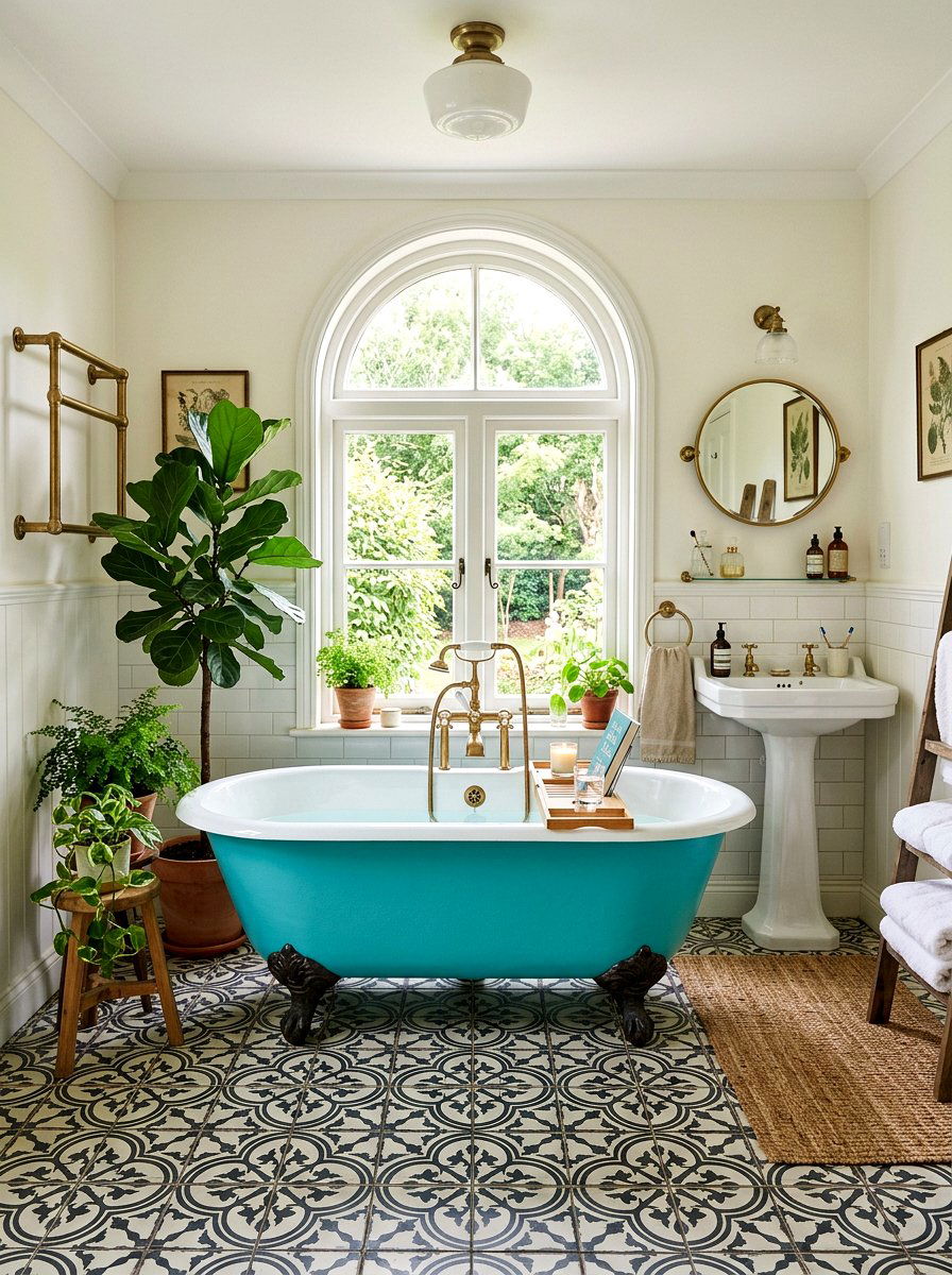 Turquoise clawfoot tub - 30 turquoise bathroom ideas