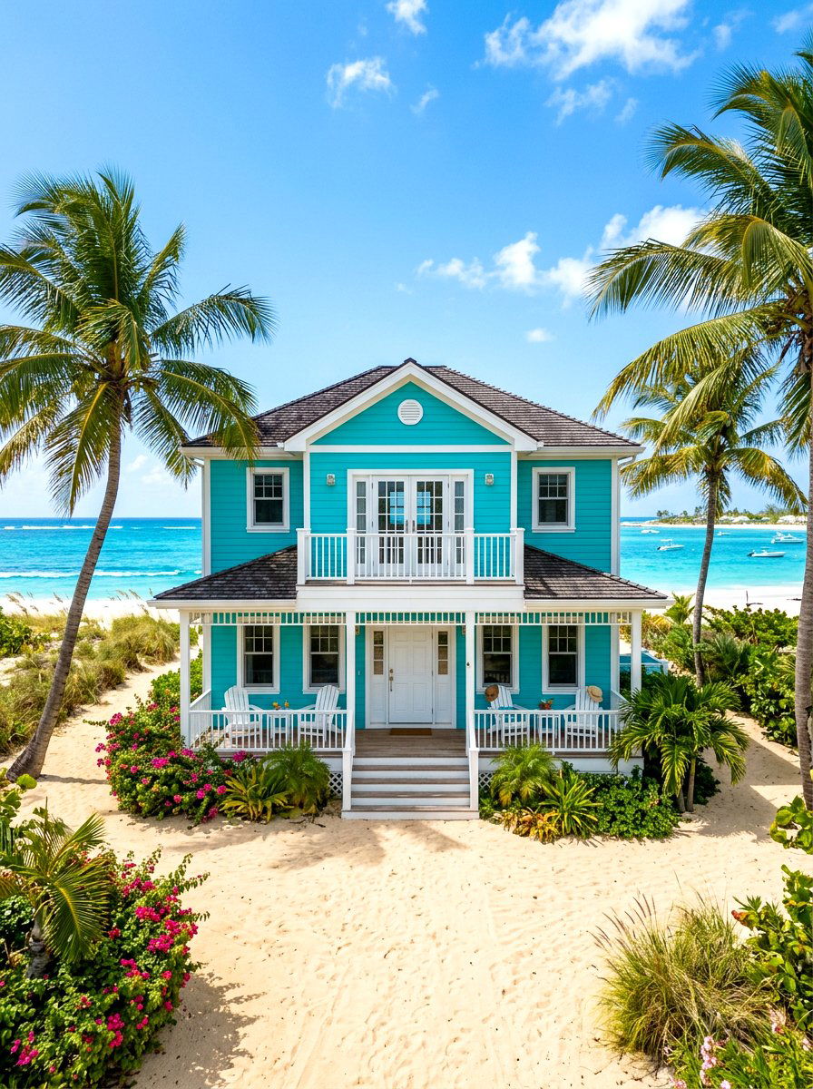 Turquoise coastal home exterior - 30 coastal exterior ideas