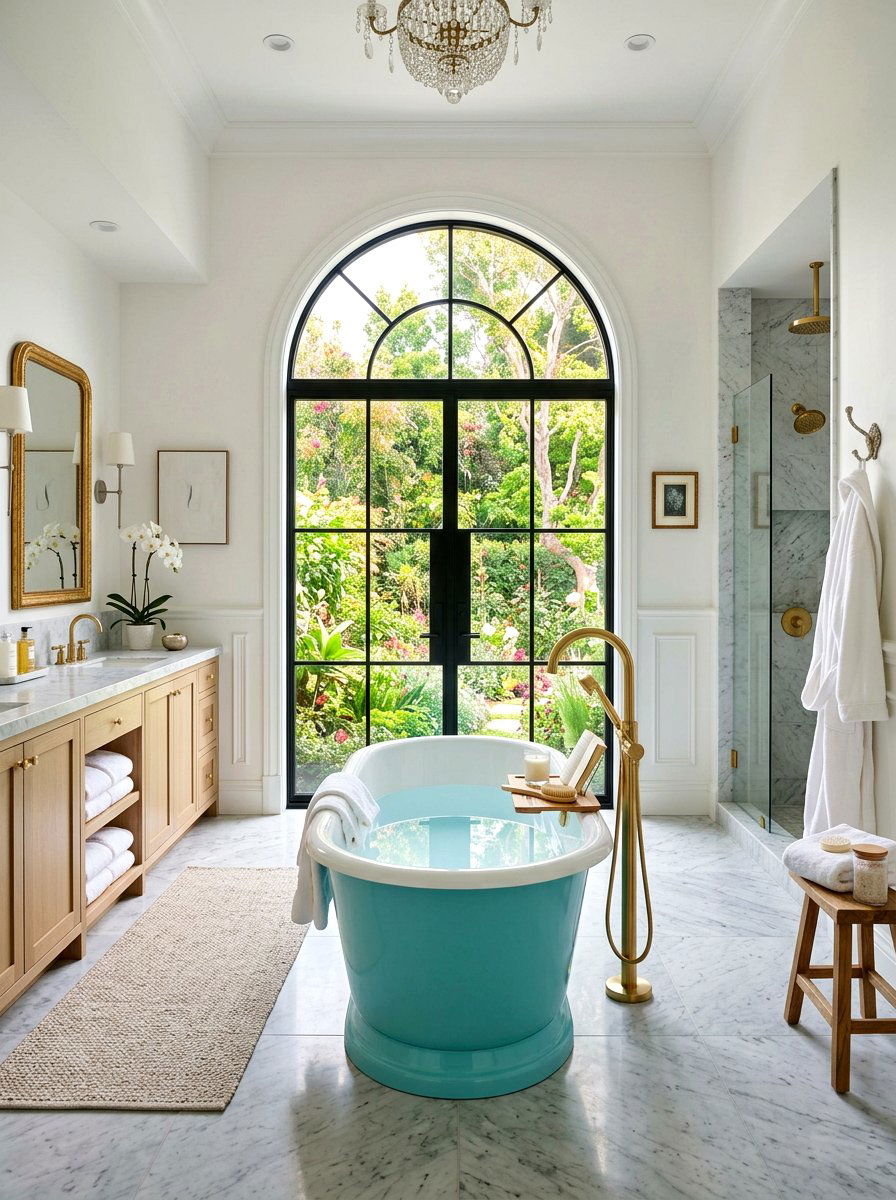 Turquoise freestanding tub - 30 turquoise bathroom ideas