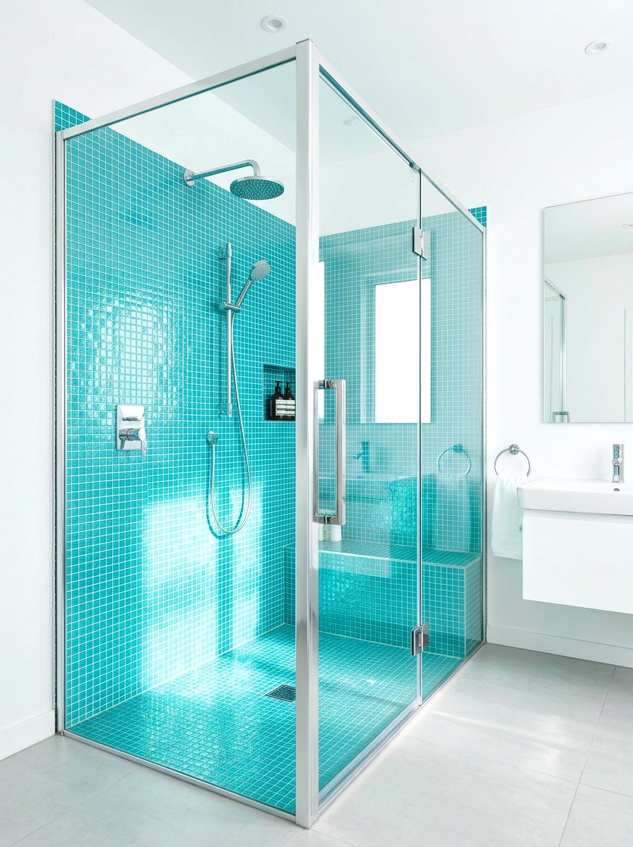 Turquoise glass tile - 30 turquoise bathroom ideas