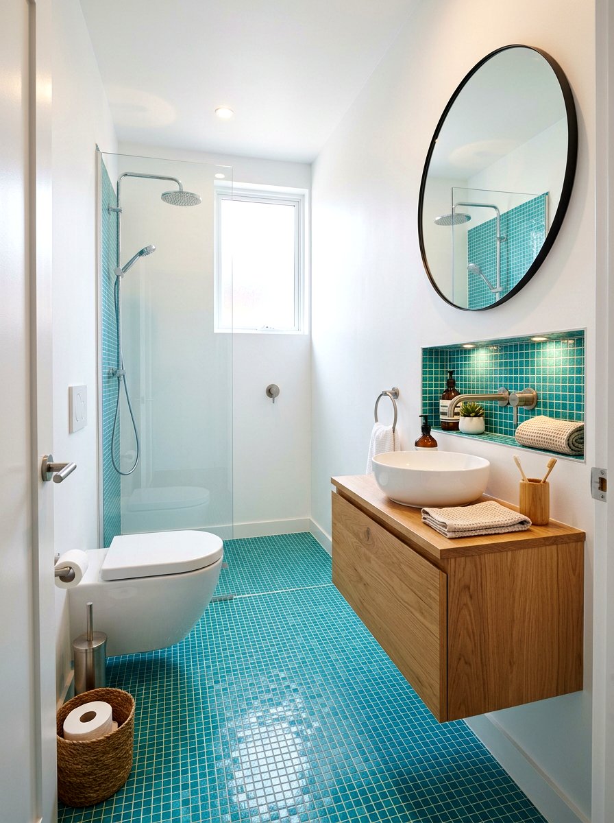 Turquoise mosaic tile - 30 turquoise bathroom ideas