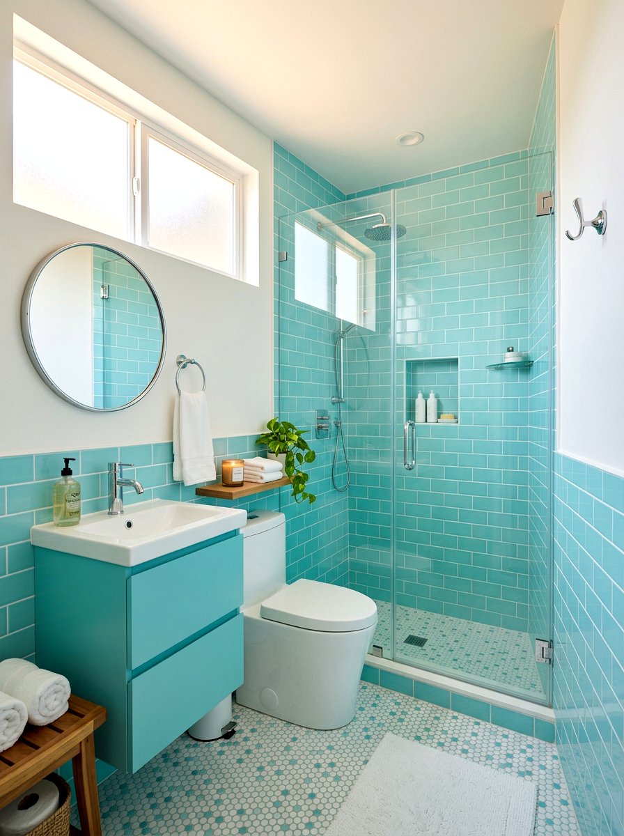 Turquoise small bathroom - 30 turquoise bathroom ideas