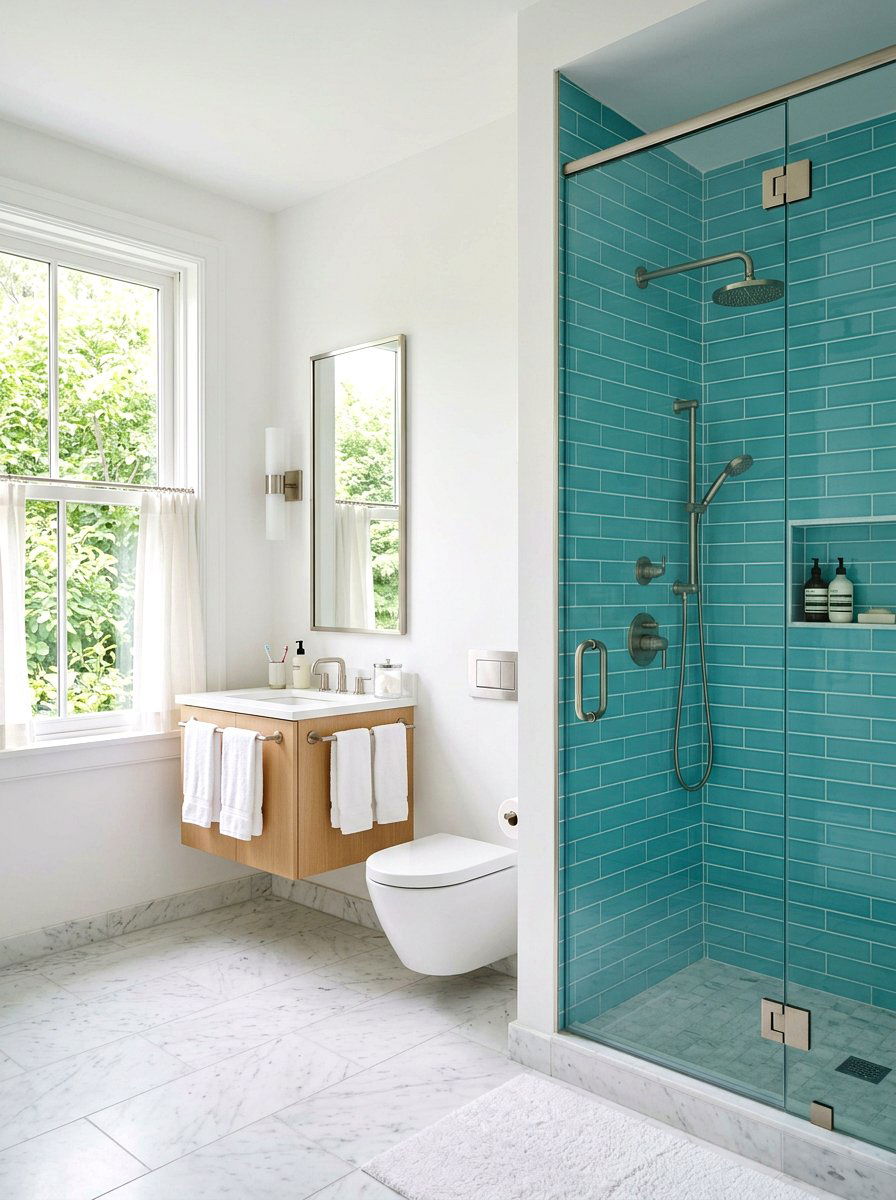 Turquoise subway tile - 30 turquoise bathroom ideas