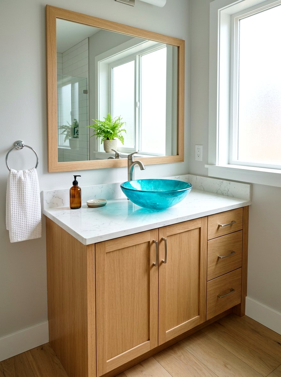 Turquoise vessel sink - 30 turquoise bathroom ideas