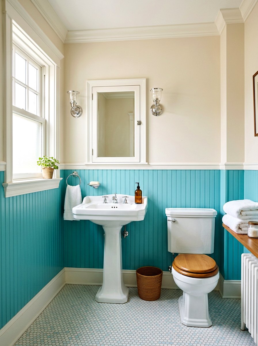 Turquoise wainscoting - 30 turquoise bathroom ideas