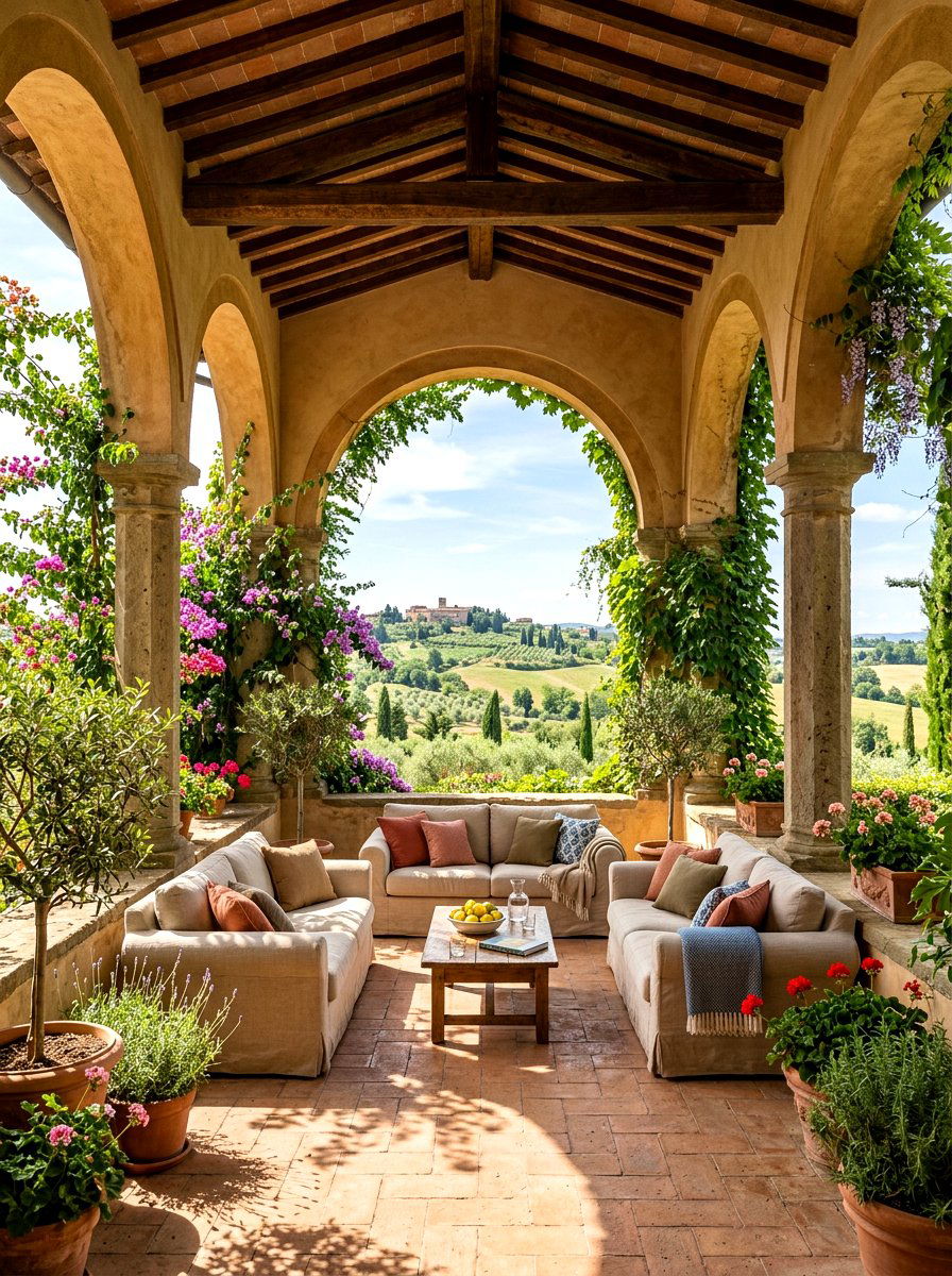 Tuscan Arched Loggia - 30 European summer home ideas
