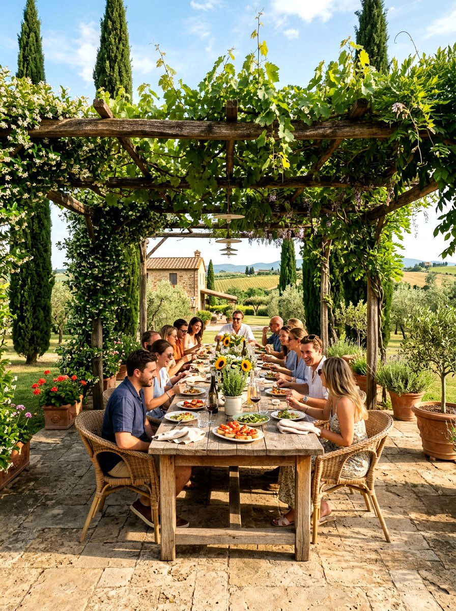 Tuscan Inspired Alfresco Space - 30 courtyard style backyard ideas