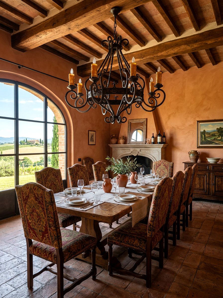 Tuscan Iron Chandelier - 30 classic dining room chandelier ideas