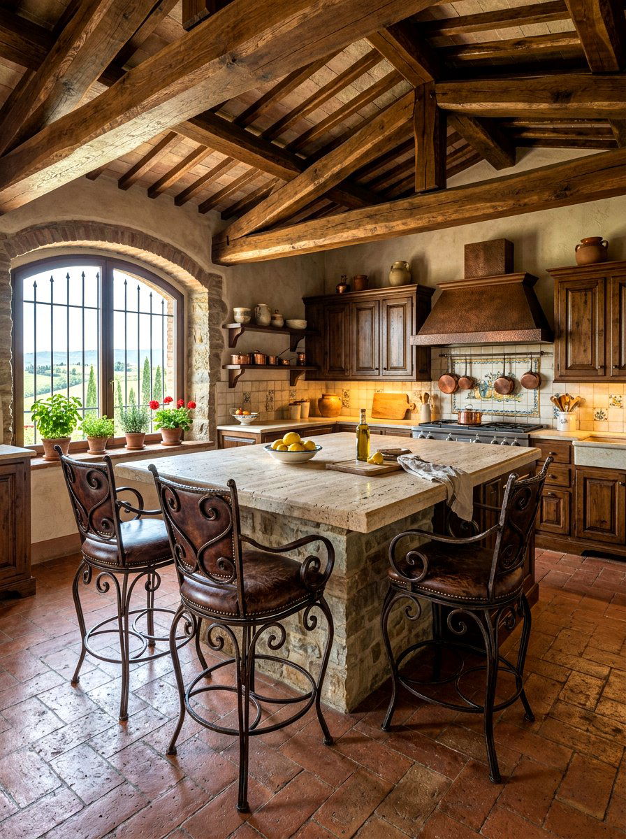 Tuscan Kitchen Bar Stools - 30 Tuscan kitchen ideas