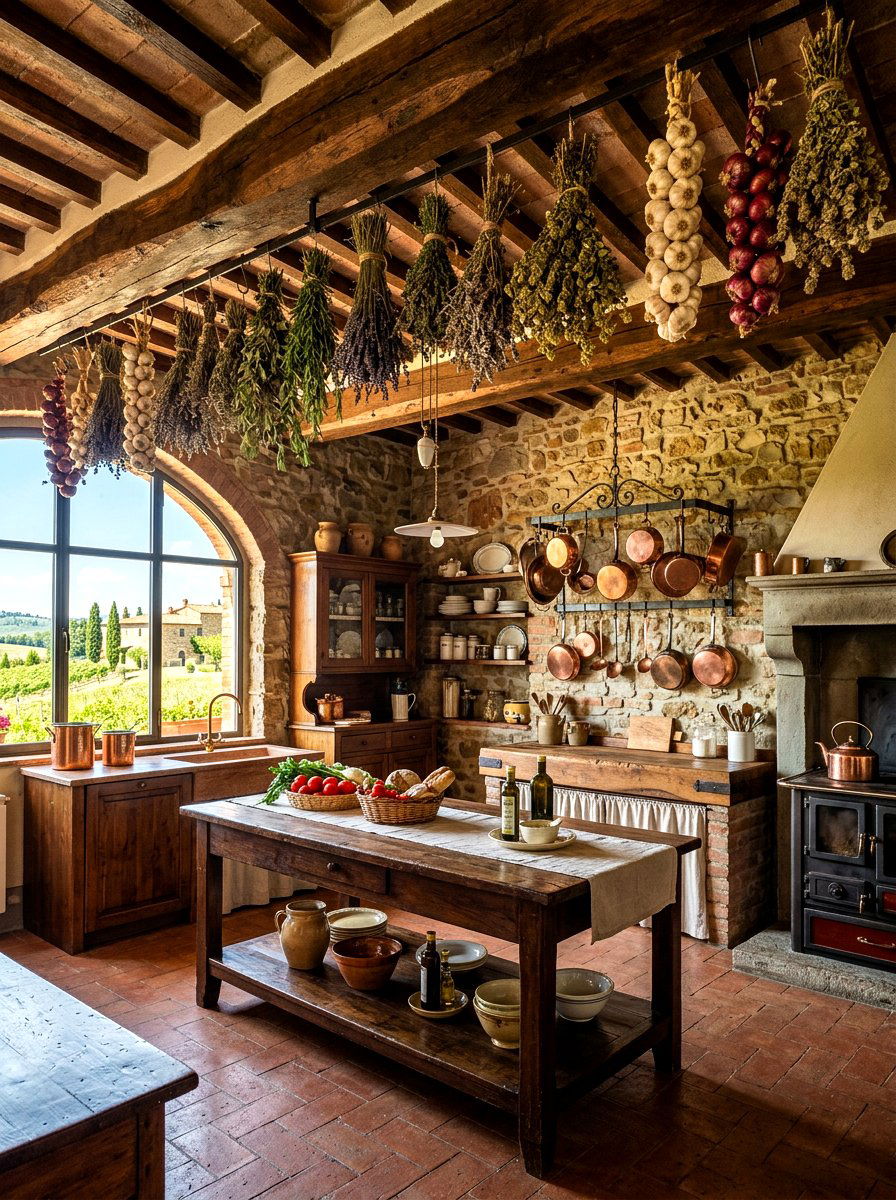 Tuscan Kitchen Hanging Herbs - 30 Tuscan kitchen ideas
