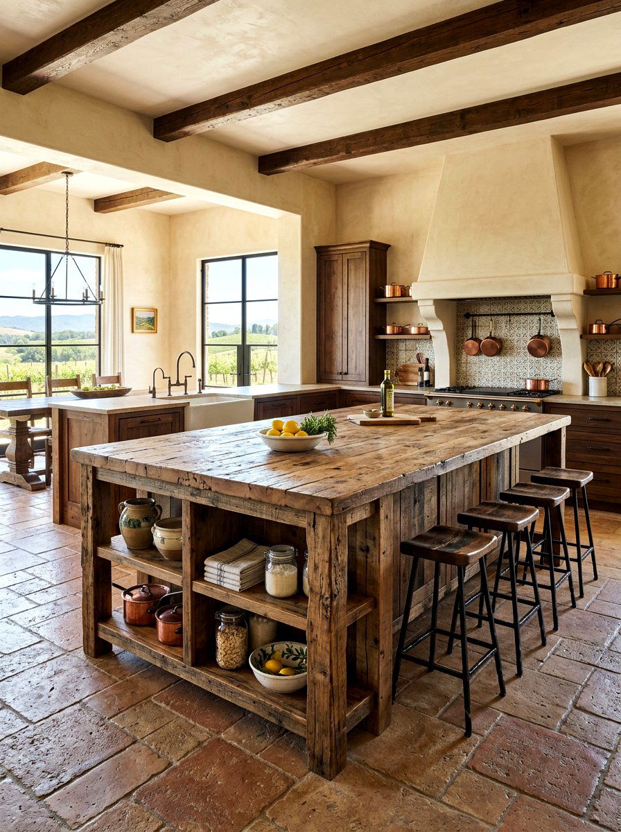 Tuscan Kitchen Rustic Island - 30 Tuscan kitchen ideas