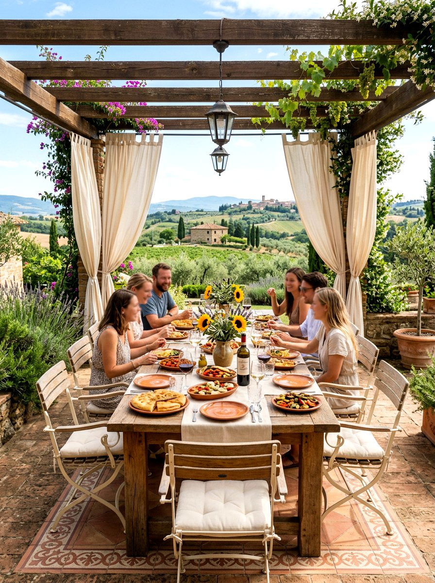 Tuscan Outdoor Dining - 30 terracotta and cream patio ideas