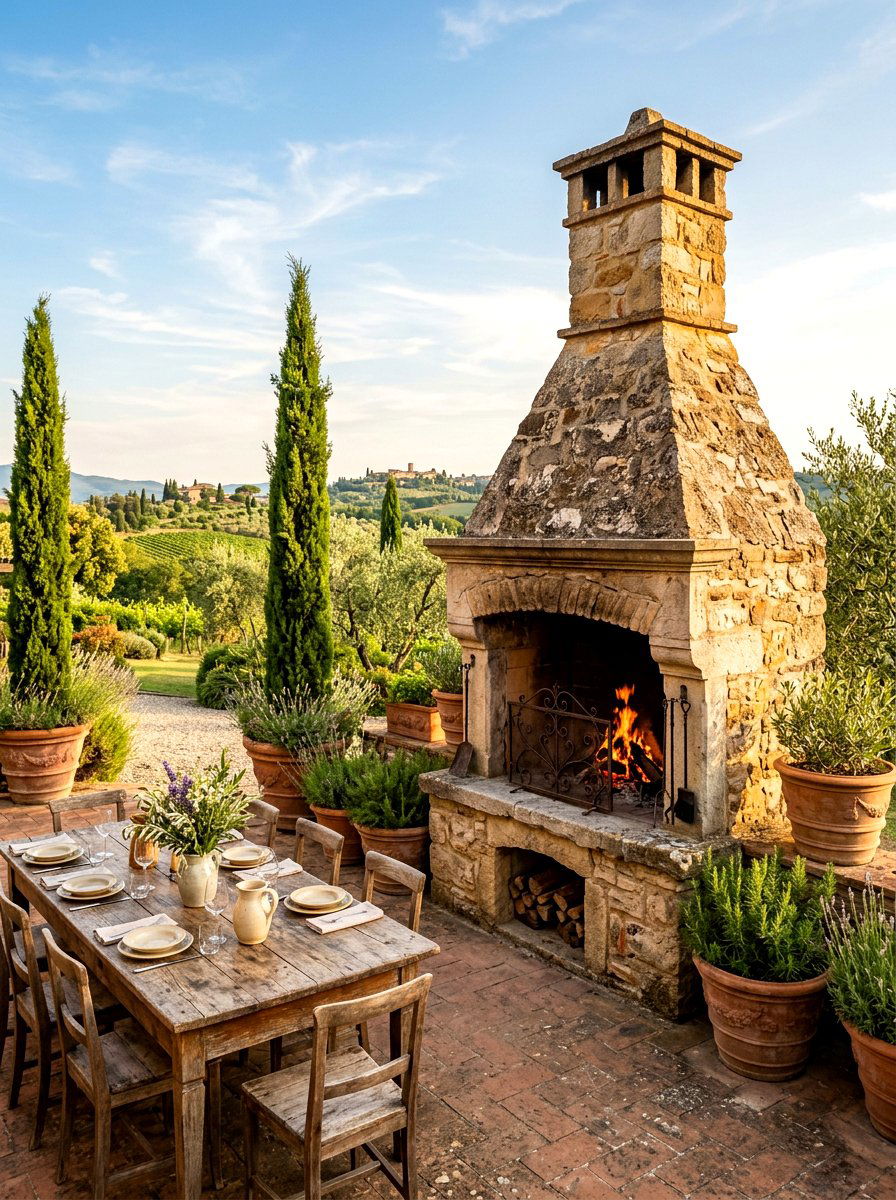 Tuscan Patio Fireplace - 30 covered patio fireplace ideas