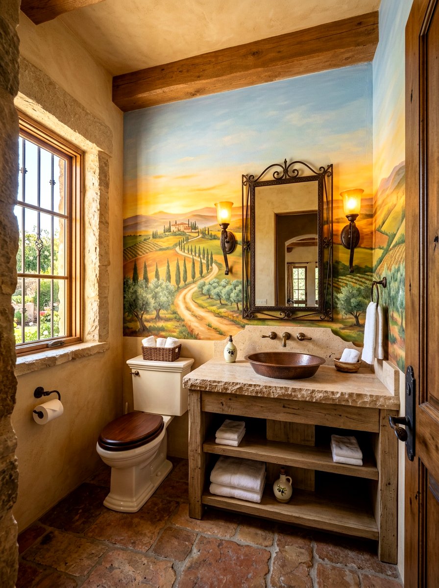 30 Landscape Mural Powder Room Ideas for a Bold, Spa-Like Look