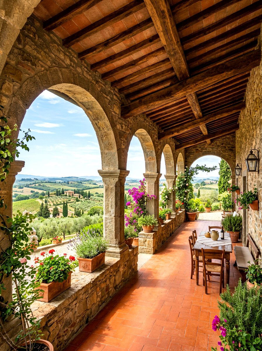 Tuscan Stone Loggia - 30 covered patio ideas