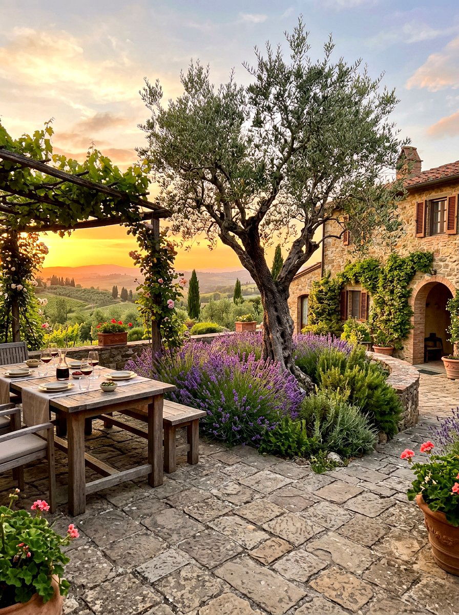 Tuscan Style Olive Tree Patio - 30 olive tree patio ideas