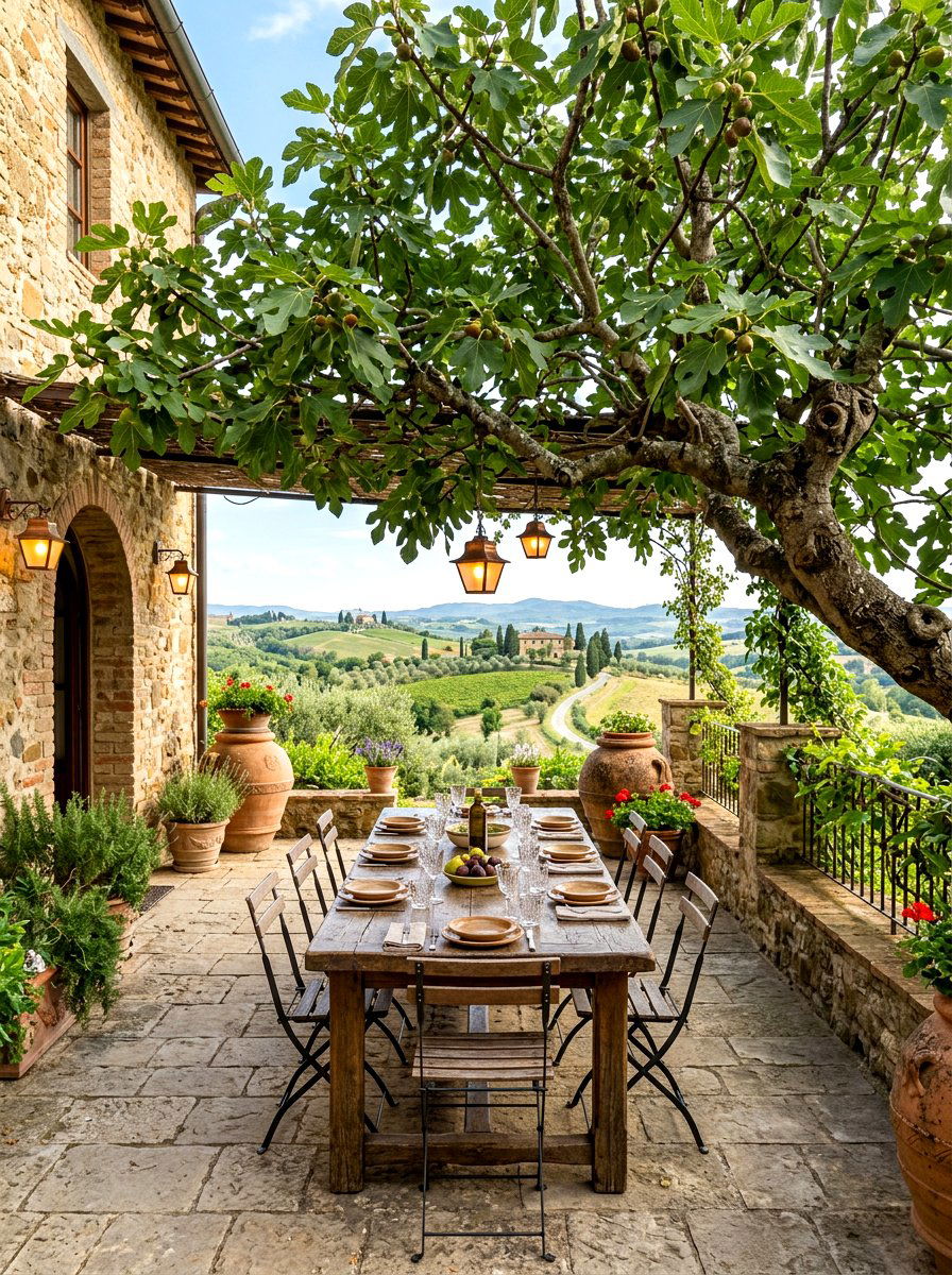 Tuscan Style Patio Fig Tree - 30 fig tree patio ideas