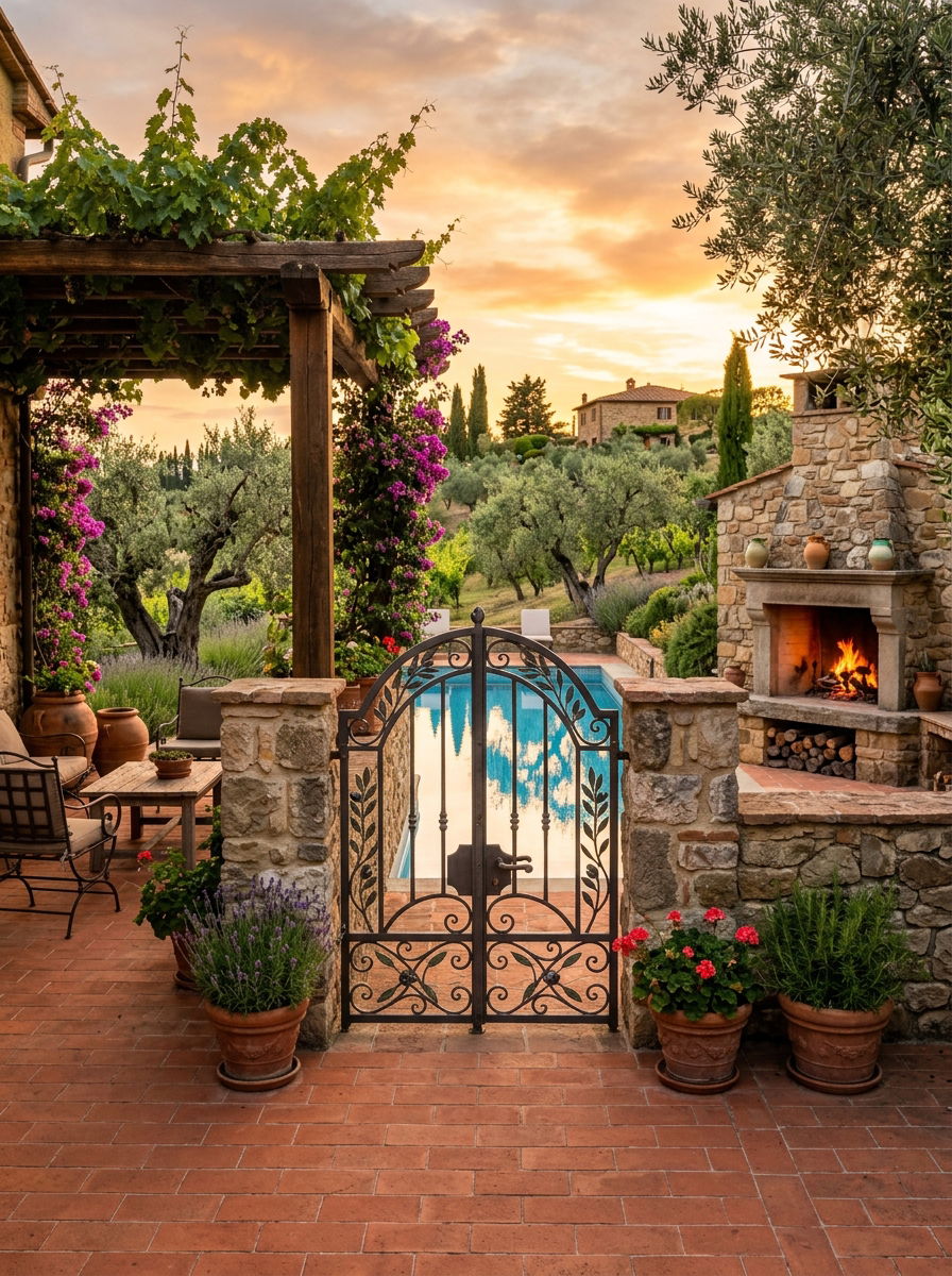 Tuscan Style Pool Gate - 30 pool gate ideas