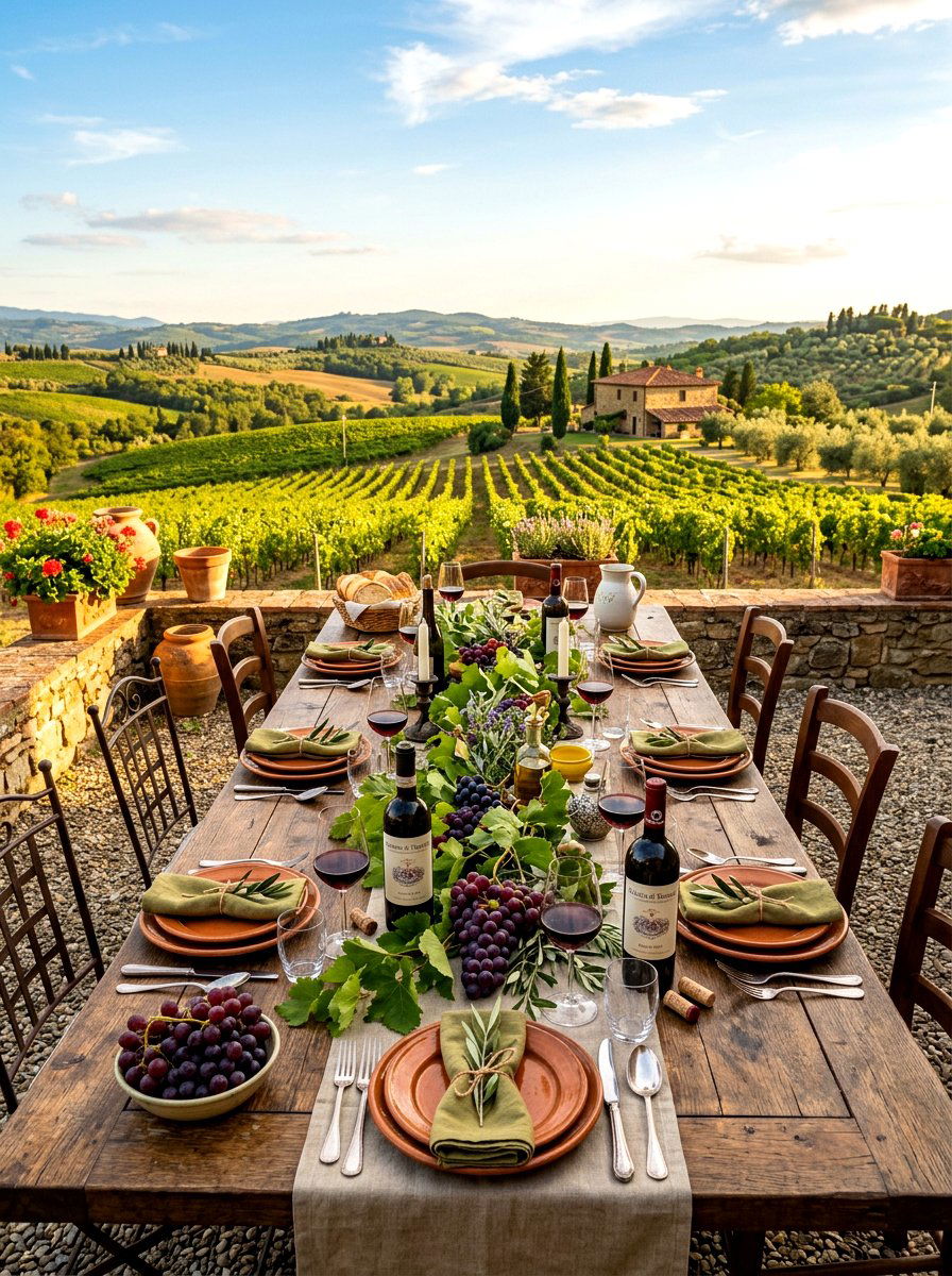 Tuscan Vineyard Table Decor - 30 garden party tablescape ideas
