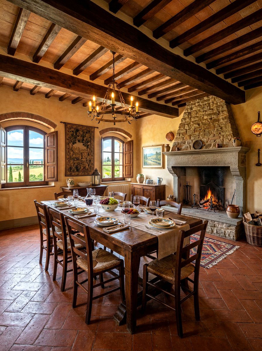 Tuscan rustic villa dining - 30 villa dining room ideas
